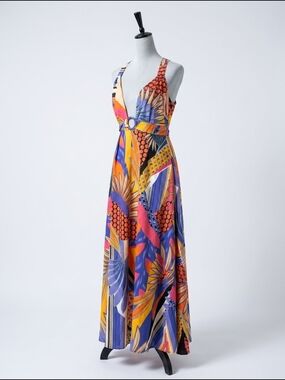 Live 4 Truth Colorful Tropical Maxi Dress Size Small Sleeveless Boho Resort